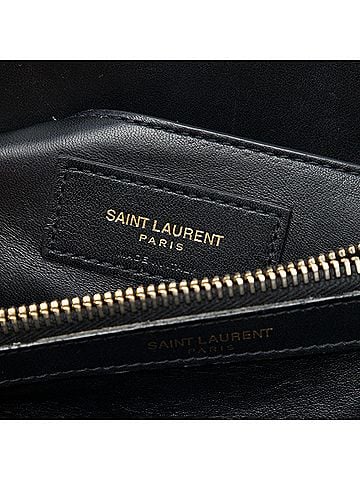 Saint Laurent Medium Calfskin and Suede Chevron Monogram College Satchel (view 2)
