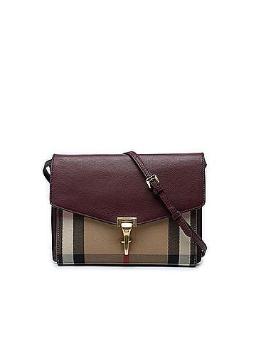 Burberry Small Leather and House Check Canvas Derby Macken Crossbody (view 1)