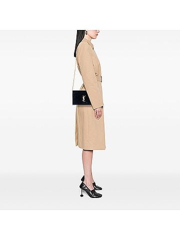 Saint Laurent Suede Monogram Kate Chain Wallet (view 2)