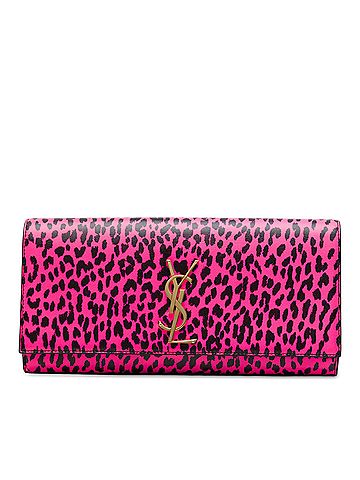Saint Laurent Leather Leopard Print Monogram Cassandre Clutch (view 1)