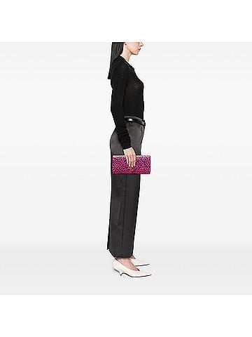 Saint Laurent Leather Leopard Print Monogram Cassandre Clutch (view 2)