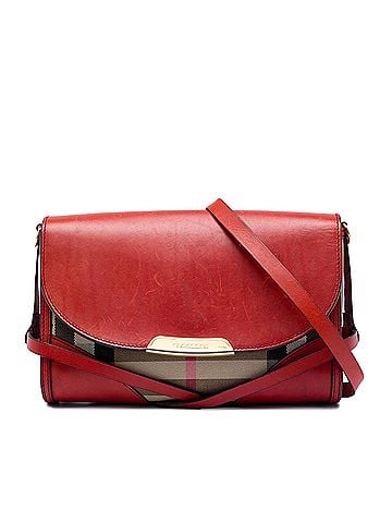 Burberry Leather and House Check Canvas Bridle Abbott Crossbody (view 1)