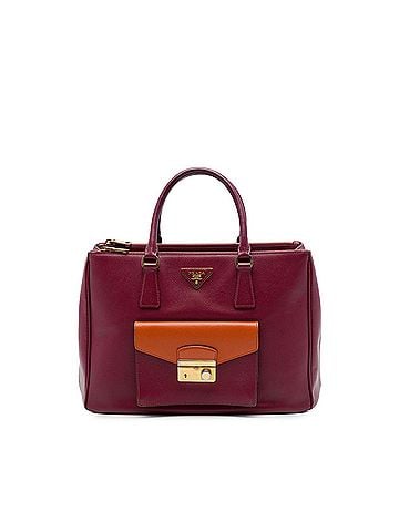 Prada Bicolor Saffiano Lux Galleria Double Zip Front Pocket Satchel (view 1)