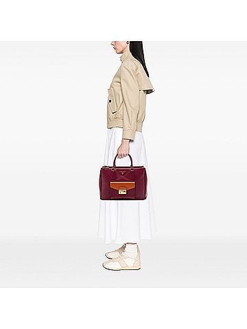 Prada Bicolor Saffiano Lux Galleria Double Zip Front Pocket Satchel (view 2)
