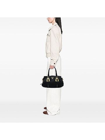 Prada Soft Calf Trimmed Tessuto Satchel (view 2)