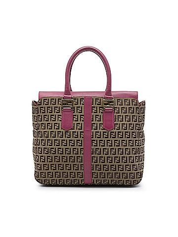 Fendi Leather Trimmed Zucchino Canvas Satchel (view 1)