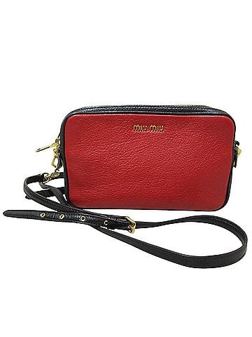 Miu Miu Miu Miu MIU Madras Leather Crossbody Shoulder Bag 5BH539 Red Black Women's (view 1)