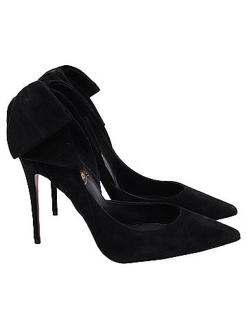 Christian Louboutin Christian Louboutin Rabakate Bow Pumps in Black Suede (view 1)