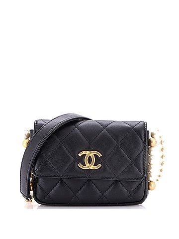 Chanel About Pearls Flap Card Holder with Chain Quilted Calfskin (view 1)