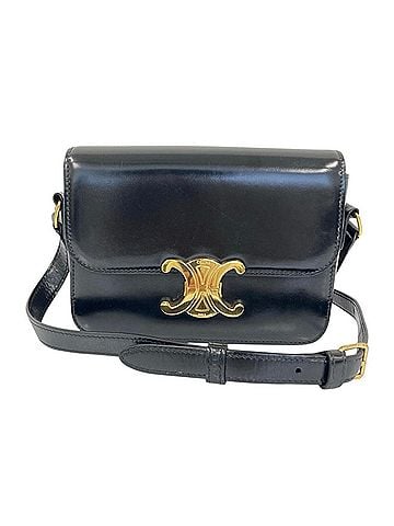 Céline CELINE Celine Teen Triomphe Leather Shoulder Bag 188423BF4.38NO Black Women's (view 1)