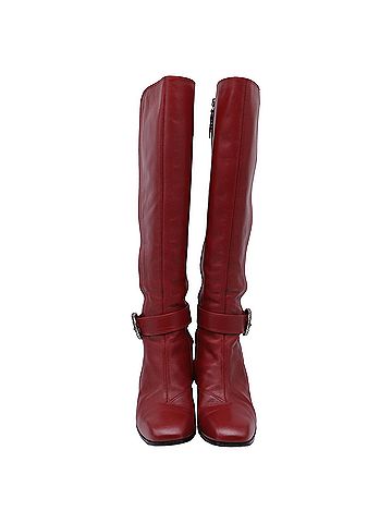Gucci Gucci Dionysus Buckled Knee-High Boots in Burgundy Leather (view 2)