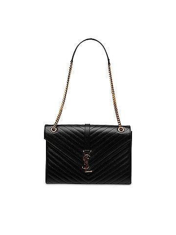 Saint Laurent Large Chevron Grain de Poudre Monogram Envelope Bag (view 1)