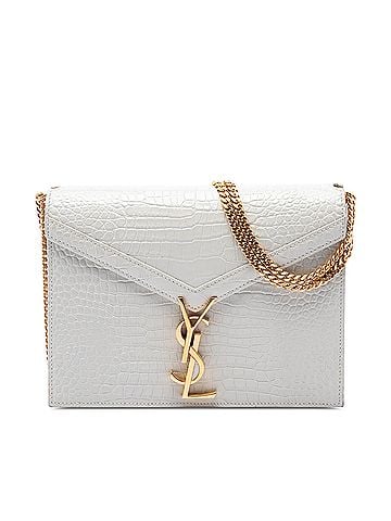 Saint Laurent Croc Embossed Leather Monogram Cassandra Clasp Bag (view 1)