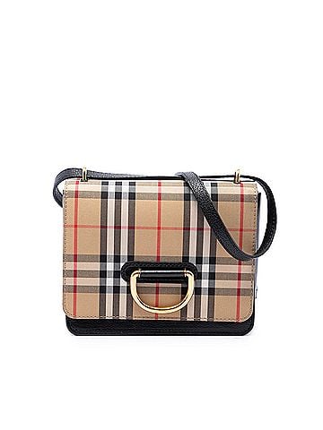 Burberry Small Goatskin Trimmed House Check Canvas D Ring Crossbody (view 1)
