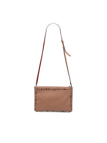 Christian Louboutin Leather Empire Trashmix Spike Loubiclutch Clutch with Strap (view 1)