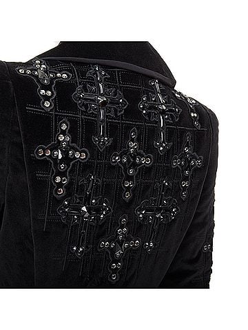 Versace Versace 2012 Runway Black Velvet Gothic Byzantine Flared Coat (view 2)