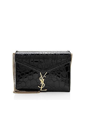 Saint Laurent Saint Laurent Croc Embossed Patent Leather Monogram Cassandra Medium Chain Bag (view 1)
