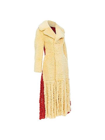 Bottega Veneta Bottega Veneta 2020 Runway Yellow Red Fur Fringe Coat (view 1)