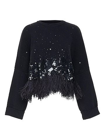Oscar De La Renta Oscar De La Renta 2019 Black Feather Pullover Sweater (view 1)