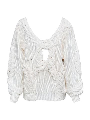 Oscar De La Renta Oscar De La Renta White Cable Sweater (view 1)