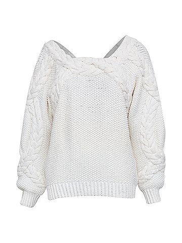 Oscar De La Renta Oscar De La Renta White Cable Sweater (view 2)