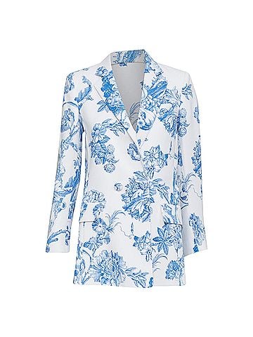 Oscar De La Renta Oscar De La Renta 2019 White Blue Toile Blazer (view 1)