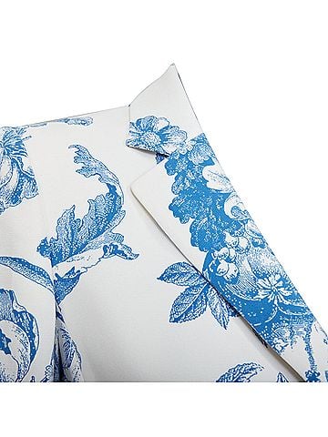 Oscar De La Renta Oscar De La Renta 2019 White Blue Toile Blazer (view 2)