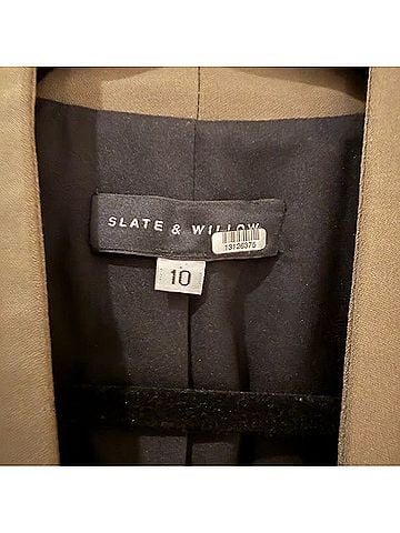 Slate & Willow Olive Green Blazer with Faux Leather Cropped Sleeves Blazer (view 2)