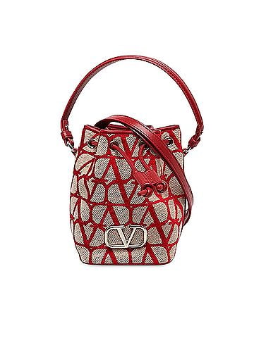 Valentino Mini Canvas VLogo Iconographe Bucket Bag (view 1)