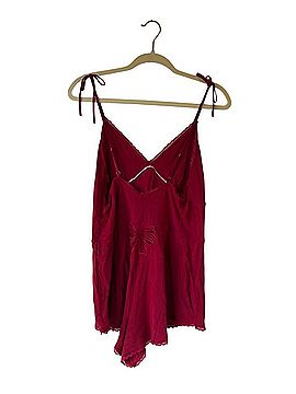Victoria's Secret Deep Red Lace-Trim Romper Romper (view 2)