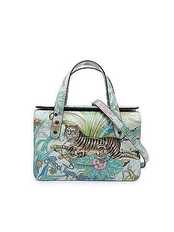 Gucci New Shangai Mini Calfskin Tiger Horsebit 1955 Foldover Top Handle Bag (view 1)
