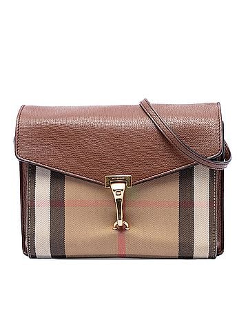 Burberry Small Leather and House Check Canvas Derby Macken Crossbody (view 1)