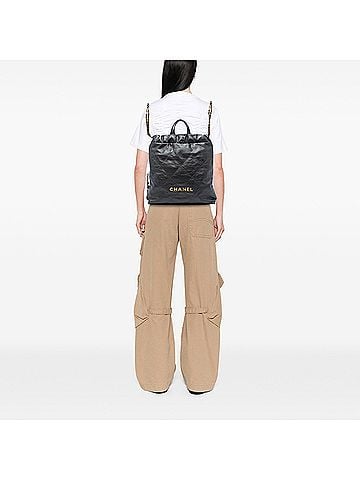 Chanel Large Quilted Shiny Calfskin 22 Backpack (view 2)