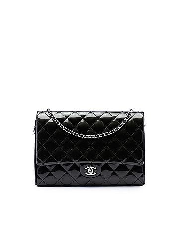 Chanel CC Quilted Patent Striated Flap Clutch with Chain (view 1)