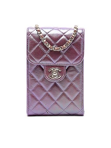 Chanel CC Quilted Iridescent Lambskin Phone Holder with Chain (view 1)