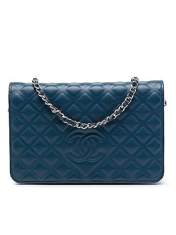 Chanel CC Embossed Lambskin Diamond Wallet On Chain (view 1)
