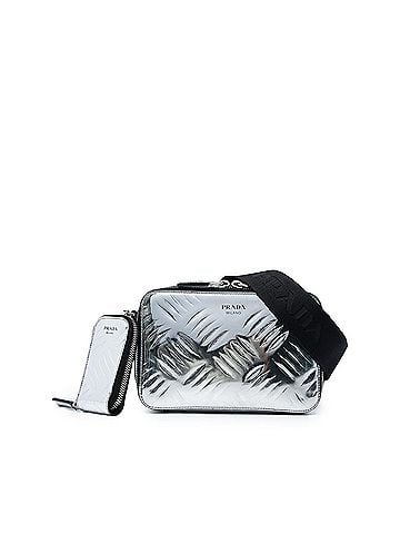 Prada Metallic Spazzolato Embossed Leather Brique Crossbody (view 1)
