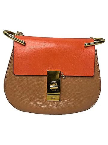 Chloé Chloé Mini Drew Chain Shoulder Bag in Orange Leather (view 1)