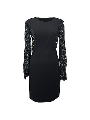 Diane von Furstenberg Diane Von Furstenberg India Crepe Lace Dress in Black Triacetate (view 1)