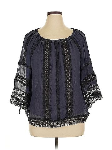 Ecru Ecru 3/4 Sleeve Silk Top (view 1)
