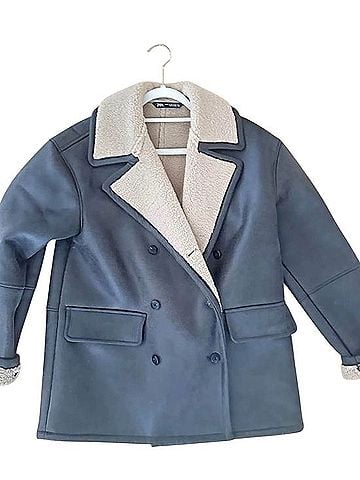 Zara Dark Brown Leather Jacket With Tan Shearling Trim Jacket (view 2)