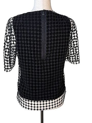 Akris Punto Dot Lace Overlay Top Short Sleeve T-Shirt (view 2)