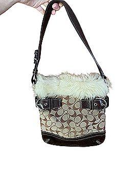 Coach fur trim Hampton buckle Leather Crossbody Bag (view 1)