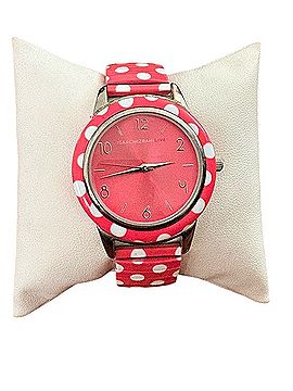 Isaac Mizrahi Live Pink Polka Dot Watch Watch (view 1)