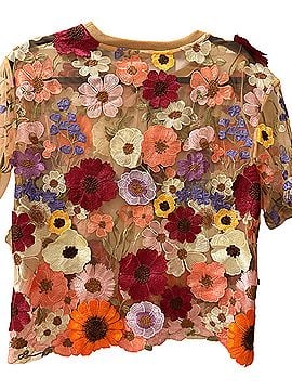 Dolan Left Coast Flower Appliqué Sheer T-Shirt Short Sleeve Blouse (view 2)