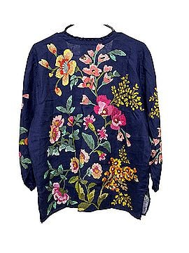 Johnny Was Split Neck linen top Long Sleeve Blouse (view 2)