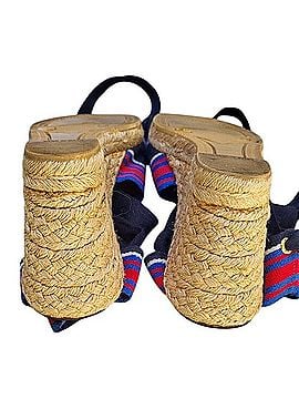 Tory Burch Stripe Wedge Espadrille Ribbon Tie Sandal Sandals (view 2)