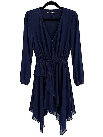 Krisa Handkerchief Hem Surplice Cocktail Dress (view 1)
