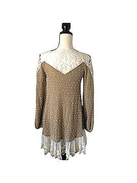 Ryu Pom Pom Embroidered Lace Trim Sweater Dress Long Sleeve Blouse (view 2)