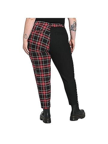 Hot Topic Badass Black &amp; Red Plaid Split Pants Casual Pants (view 2)